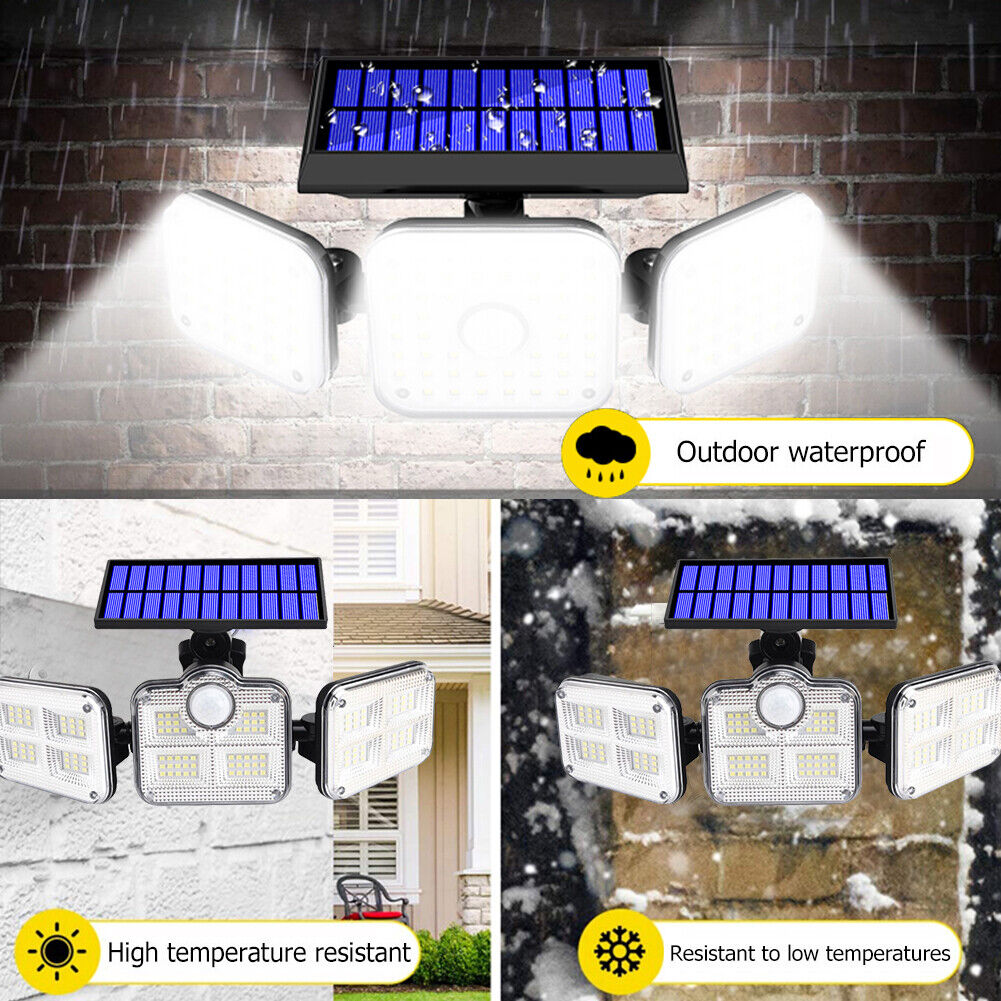 122LEDs 3 Head Light PIR Sensor Solar Outdoor Waterproof Lamp (JD-2757)