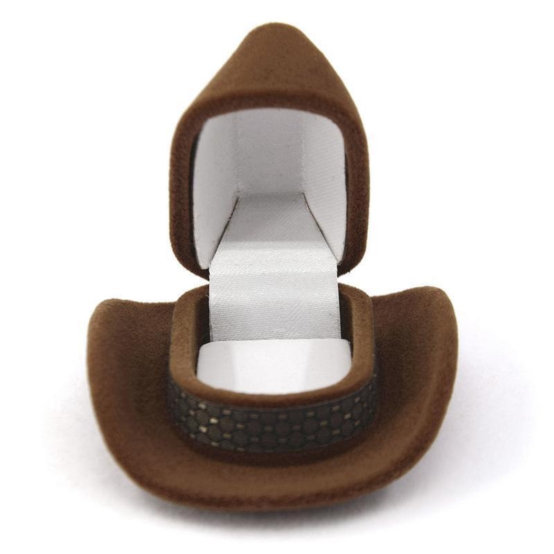 Creative Cowboy Hat Shape Rings Box Jewellery Display Storage Case