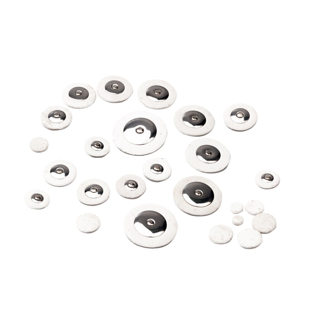 Set of 25 White Leather Pads for Alto Saxophone Sax Replacement Accessory