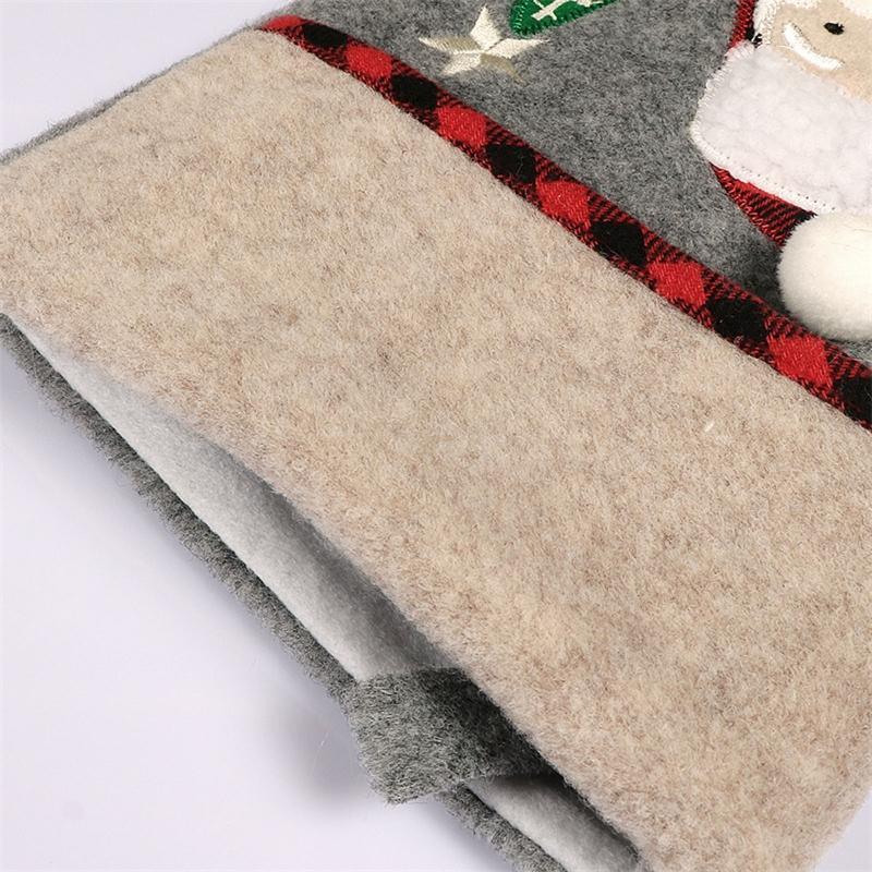 Christmas Santa Stocking Red Black Plaid Cloth Stockings Pendant Crafts