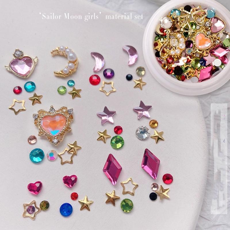 Flatback Nail Studs Nail Art Charms And Rhinestones Moon Star Heart Nail Charms