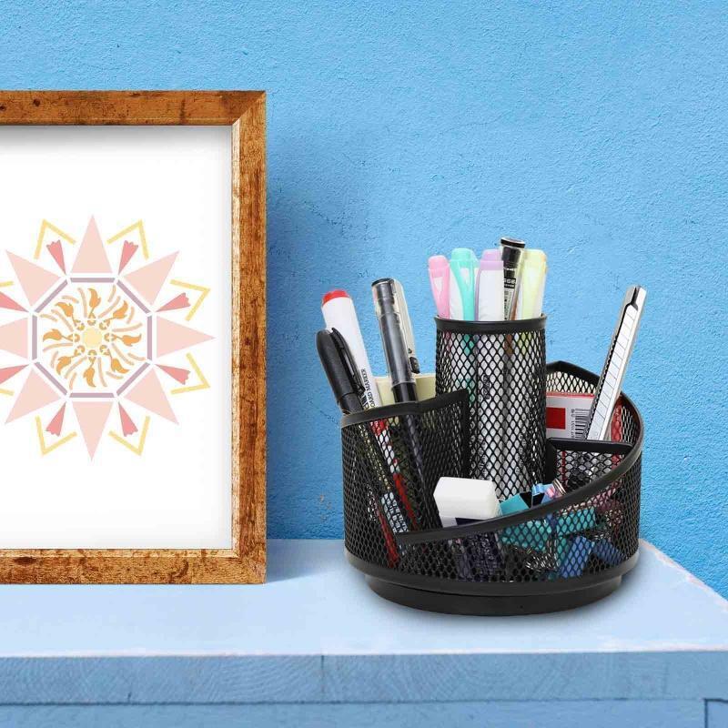 Multifunction Rotating Pen Holder 5 Slots Paint Brush Organizer Large Capacity