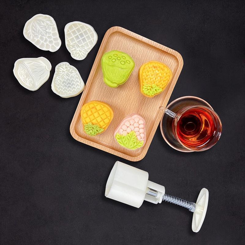 50g Mooncake Stamps Fruits Shaped Mooncake Molds Festival DIY Hand Press Gadgets