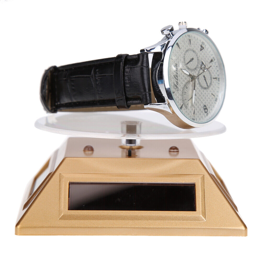 Solar Showcase 360 Turntable Rotating Jewelry Watch Ring Display Stand 037B
