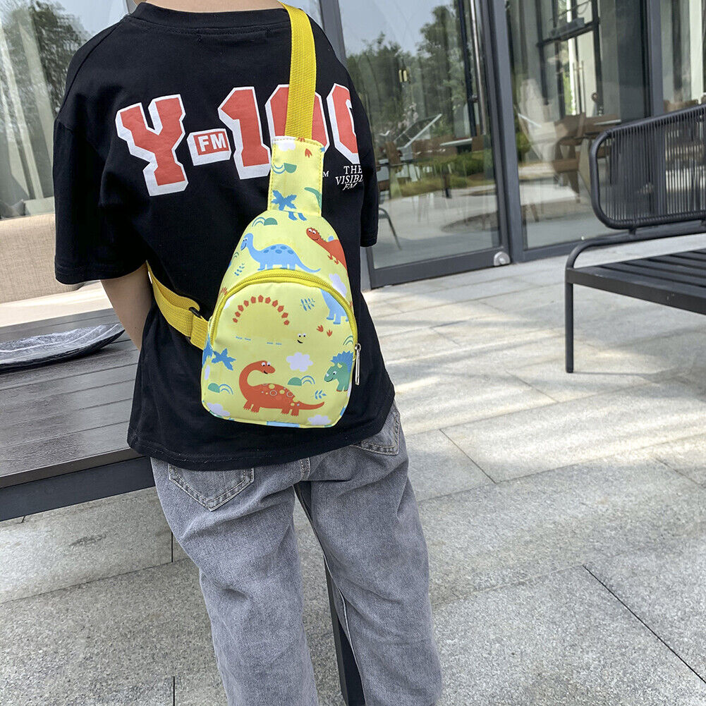 Children Cute Cartoon Print Nylon Chest Bags Mini Crossbody Bags (Yellow)