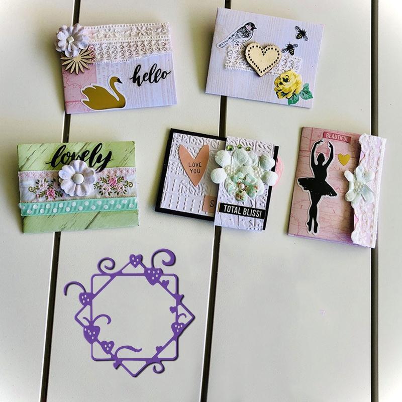 Rhombic Heart Lace Frame Metal Cutting Dies Stencil DIY Scrapbooking Template