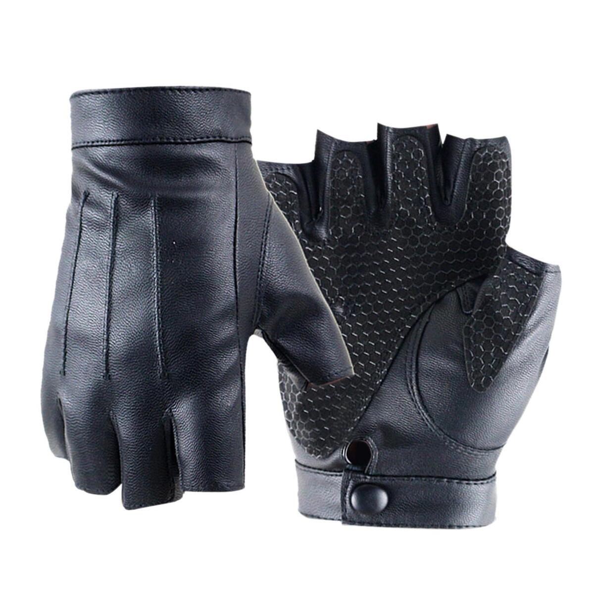 PU Leather Gloves Half Finger Gloves for Motorbike Climbing Running