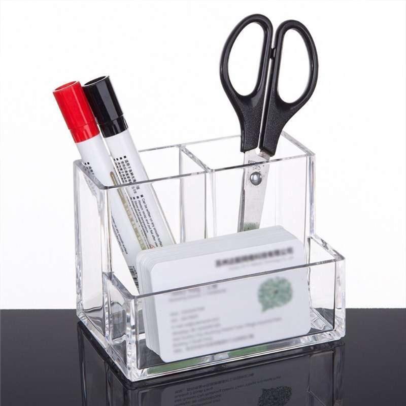 Clear Pencil Cup Stationery Organizer for Desk Accessories Cosmetic Brush Box