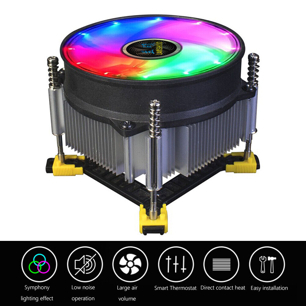 LANSHUO 4 Pin PC CPU Cooling Fan PWM for Intel LGA 115X/1366 (Color Light)