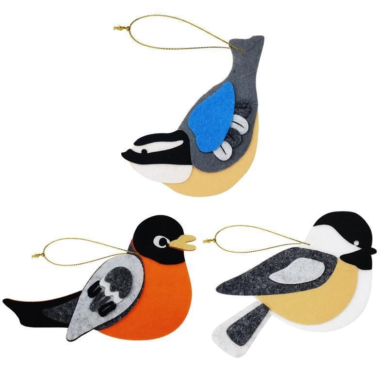3 Pcs Mini Bird Felt Pendants Kit Felt Needle Felting Pendant DIY Craft Handmade