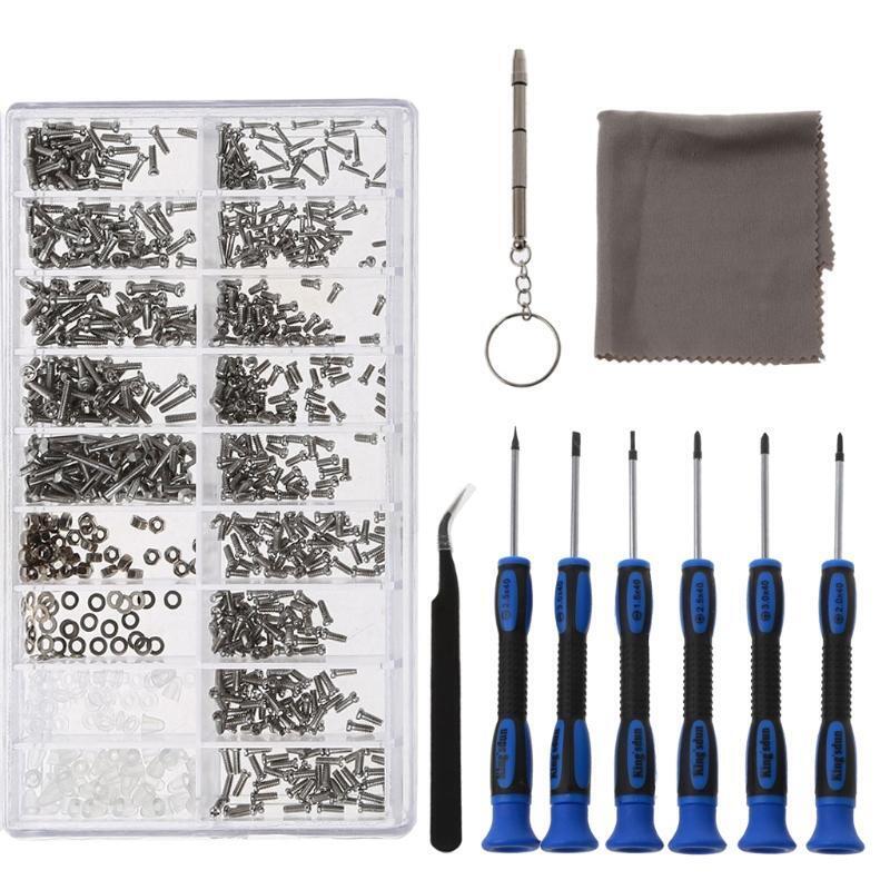 Eyeglass Repair Tool Kit Glasses Precision Screwdriver Screws Curved Tweezer Set