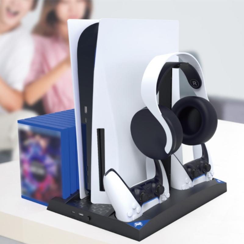 Charging Dock Station for PS5 Vertical Stand with Headset Holder