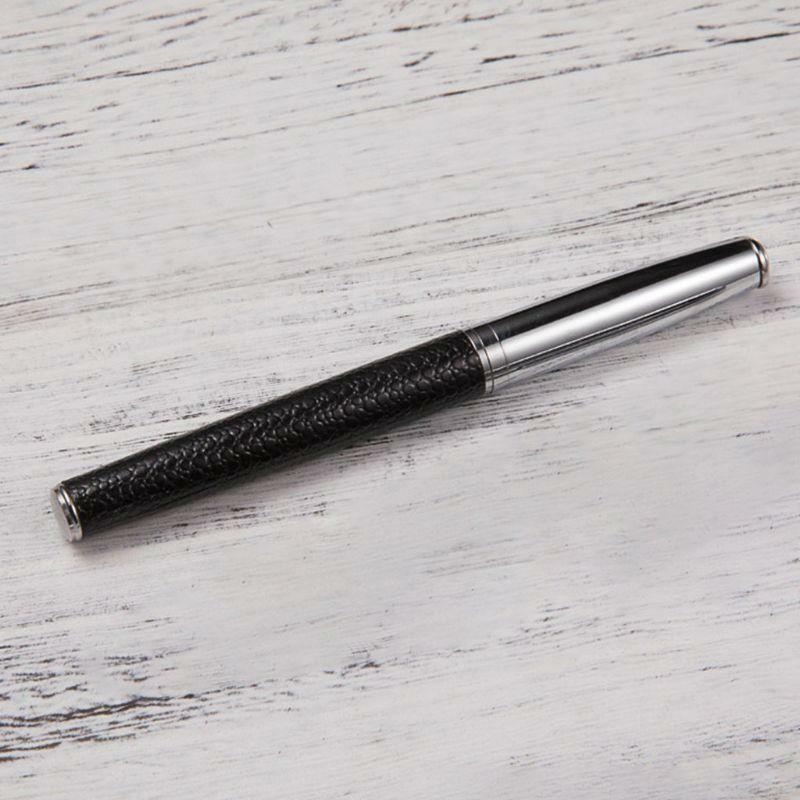 Business Pen 0.5mm Black Ink Leather Metal Ballpoint Pen Student Stationery Gift