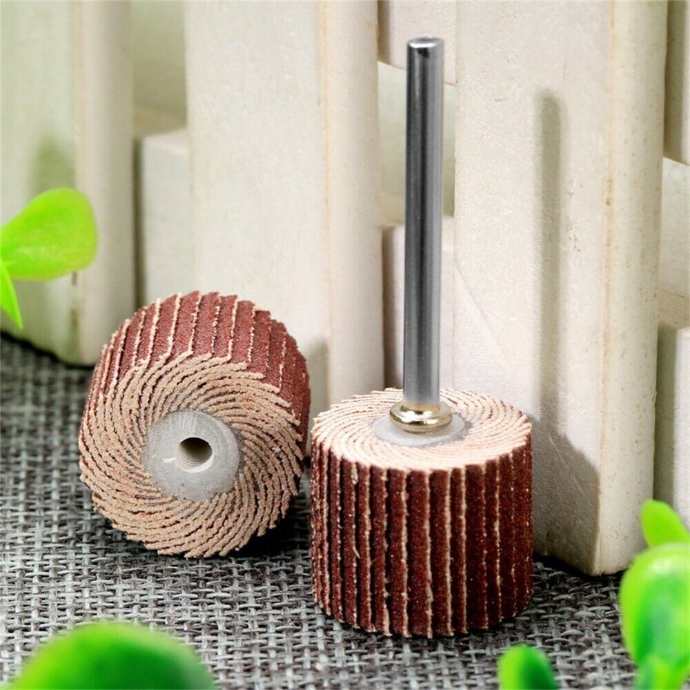 10Pcs 15mm Grinding Buffing Polishing Sandpaper & Mandrel Shank Rotary Tool