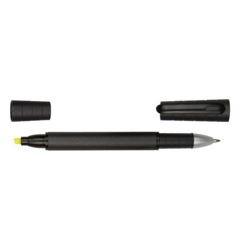 Cute 2-in-1 Marker Pen Fluorescent Yellow Chisel-tip Black Gel Pen Bullet Nib
