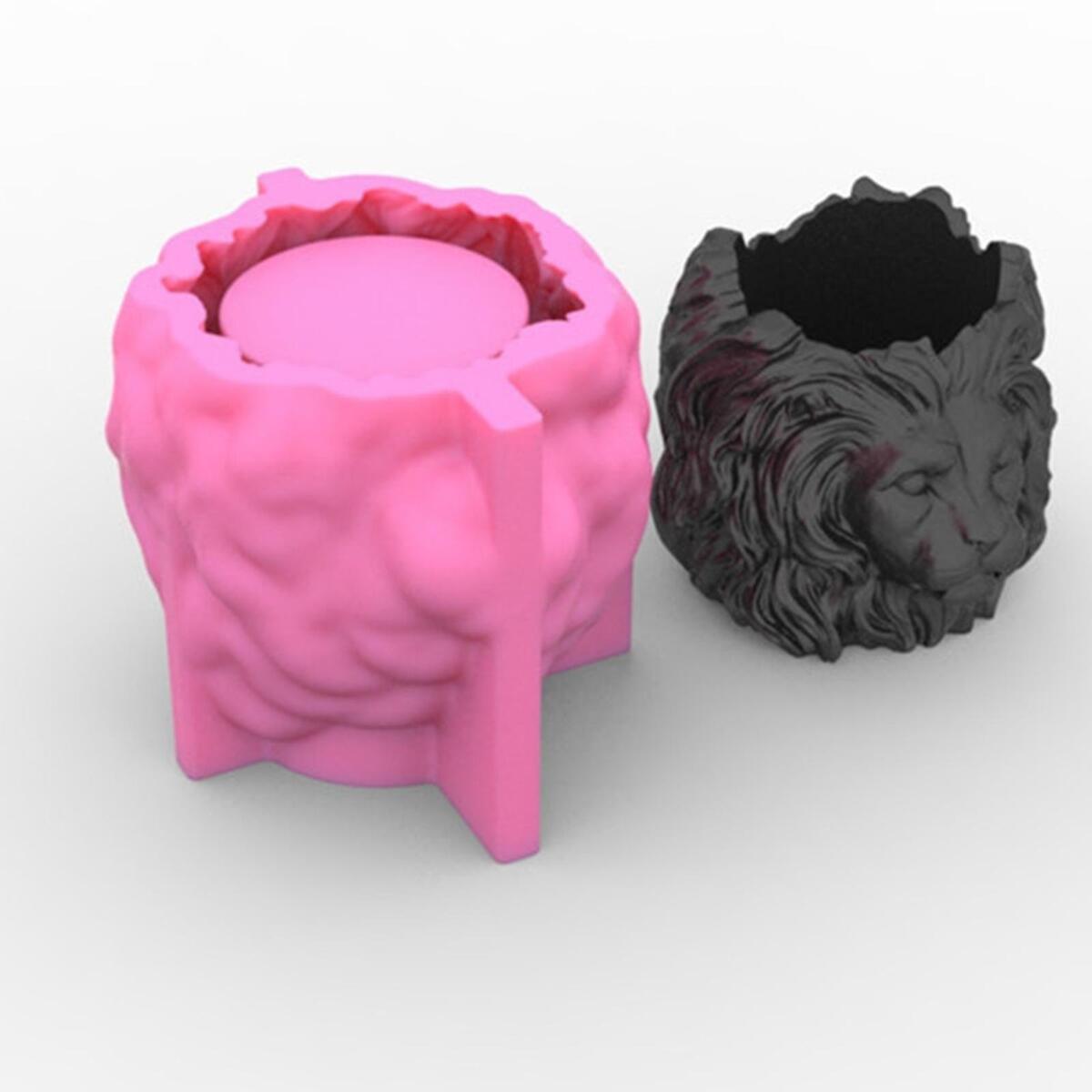 Lion Head Shaped Plant Pots Planter Silicone Mold DIY Concrete Wax Moulds
