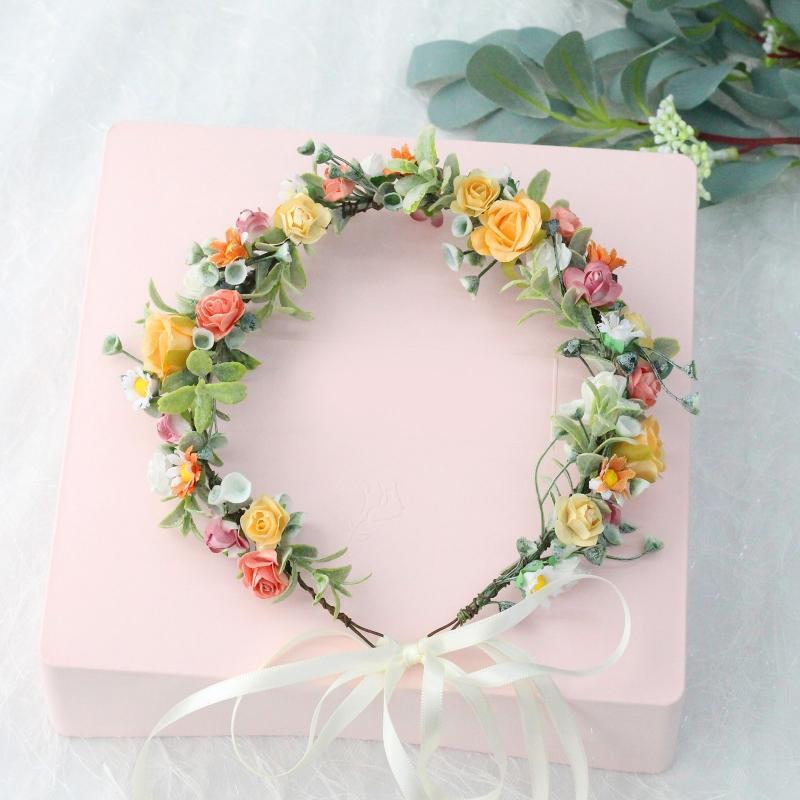 Faux Flower Shape Crown Durable Hair Hoops Wedding Crowns for Women Flower Girls