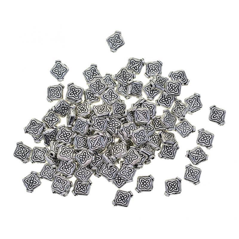 100Pcs Metal Flower Craved Beads Loose for DIY Jewelry Necklace Crafts