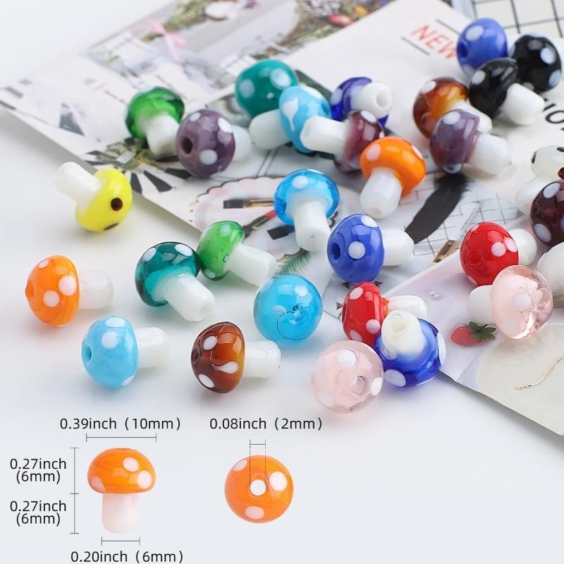 Mushroom Charms Glass Beads Mushroom Shape Spacer Loose Beads for DIY Jewelry