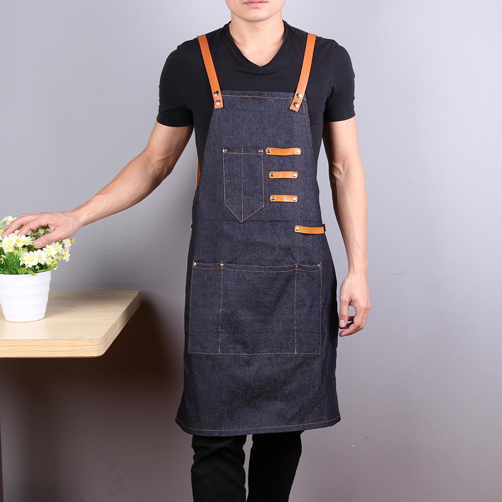 Barber Sleeveless Denim Apron Hairdresser Hair Cutting Protection Tool (B)