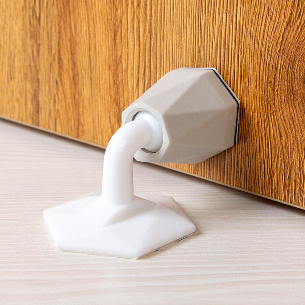 Silicone Door Stopper Touch Toilet Door Wall Bumper Holder (White Grey)