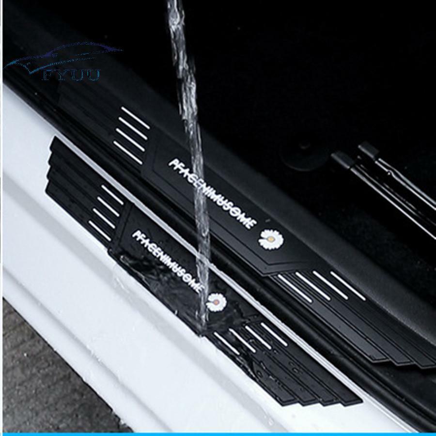 4pcs Car Waterproof Sport Style Bumper Corner Protector Door Sill Cover Black