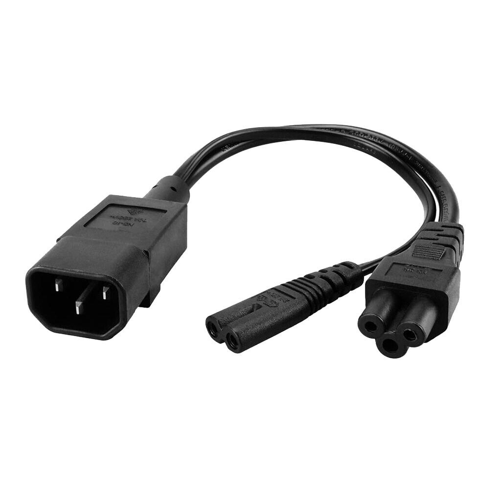 New IEC320-C14 TO C7+C5 Splitter AC  Extension 1-to-2 Cable 3-pin