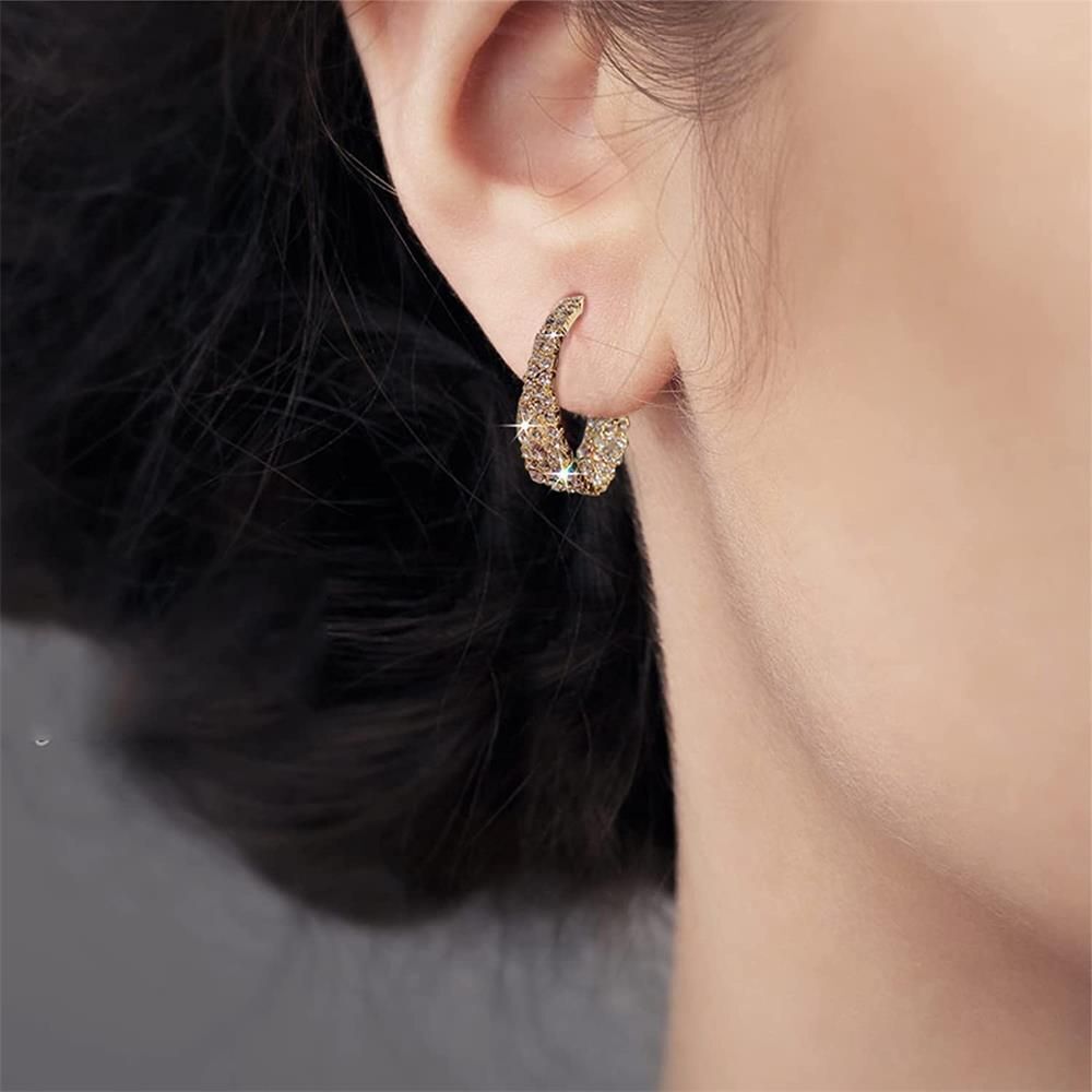 Jewelry Shinning Luxury Earrings Full Crystal Hoop Earrings Hoop Dangle Stud