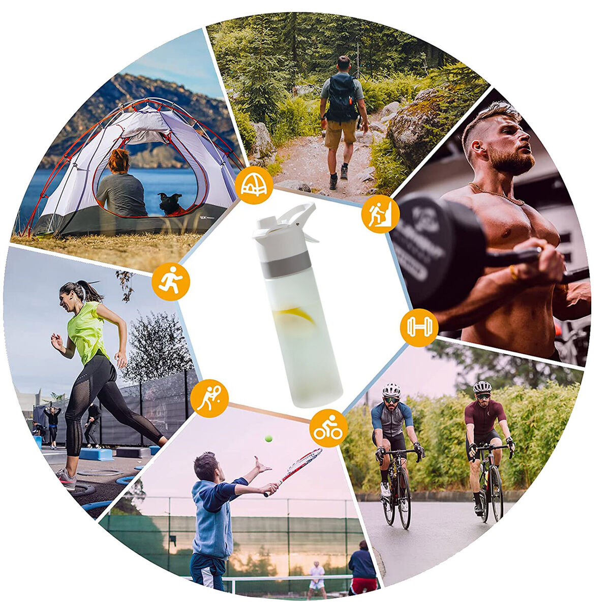 Frosted Water Bottle - Leakproof & Portable Gradient Color Bottles (White)
