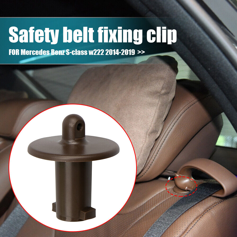 Car Rear Seat Belt Guide Fixing Tie Buckle for Benz S-Class W222 (Brown)