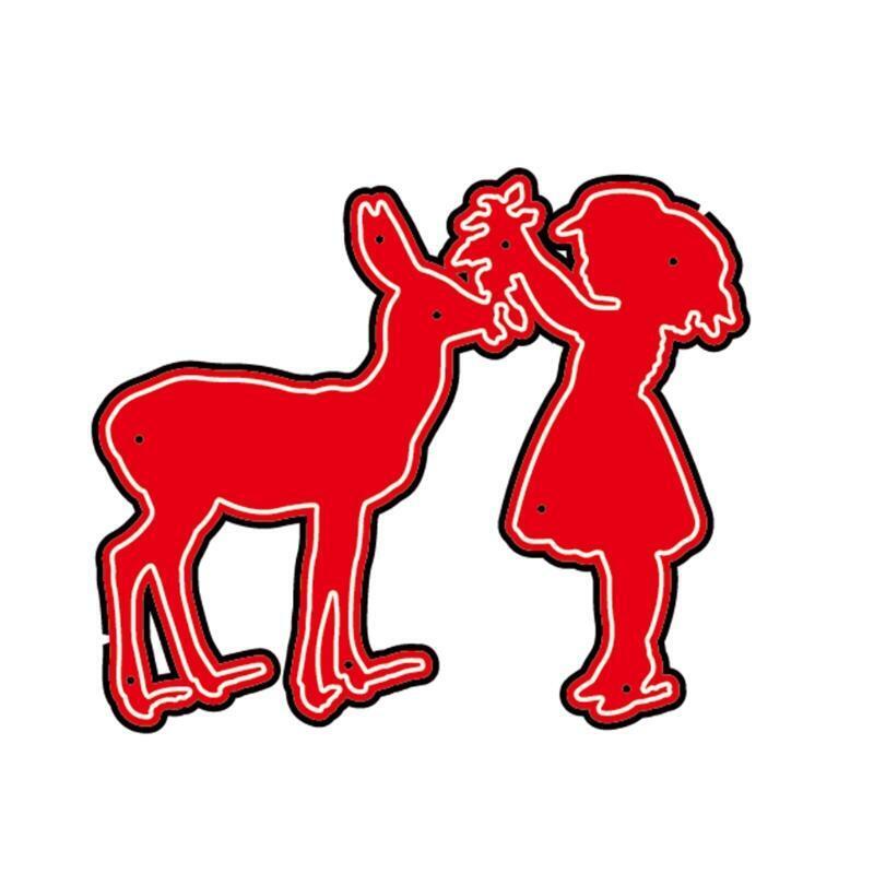 Girl Deer Metal Cutting Dies Stencil Die Cut DIY Scrapbooking Album Paper Card
