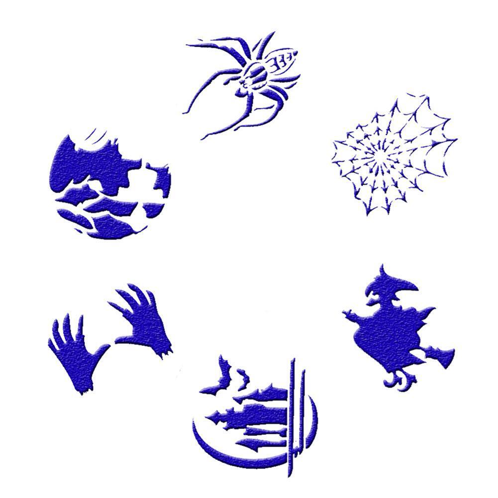 6pcs/Set DIY Halloween Coffee Stencils Cake Baking Scrapbook Templates (A)