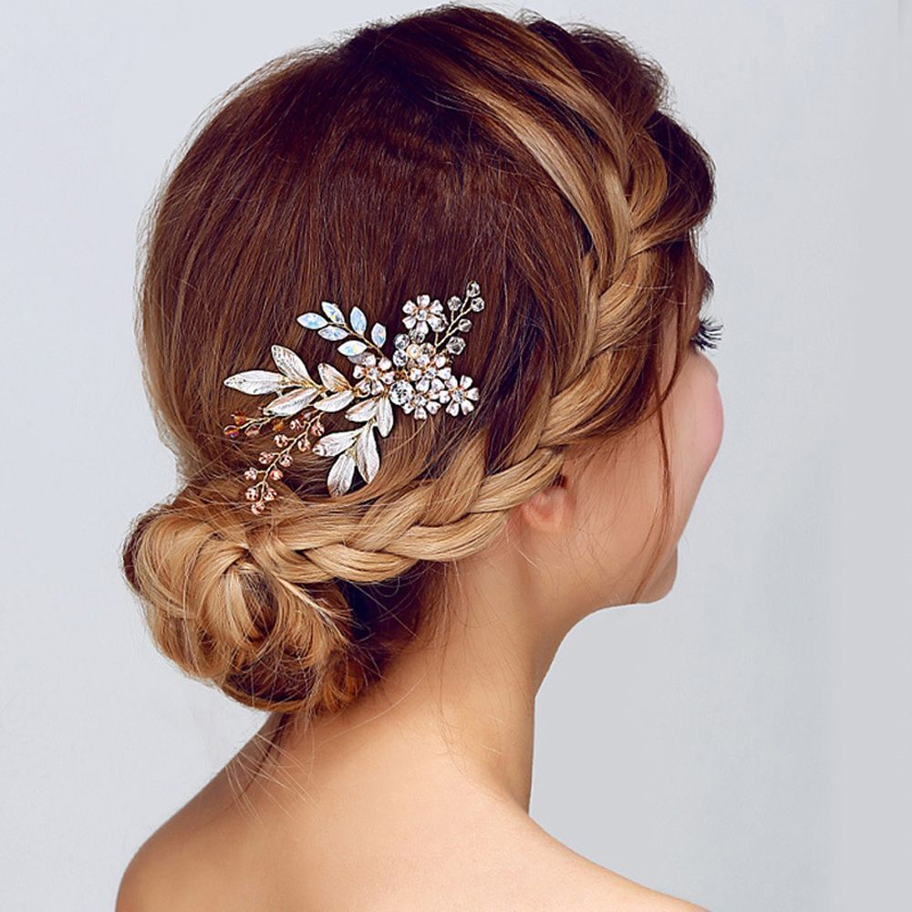 Party Handmade Hairwear Crystal Hair Comb Bridal Headpiece Flower Head Clip