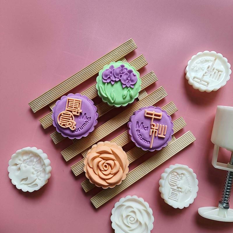 Plastic Mooncake Moulds Baking Accessories Hand-pressing for Mid-Autumn Festival
