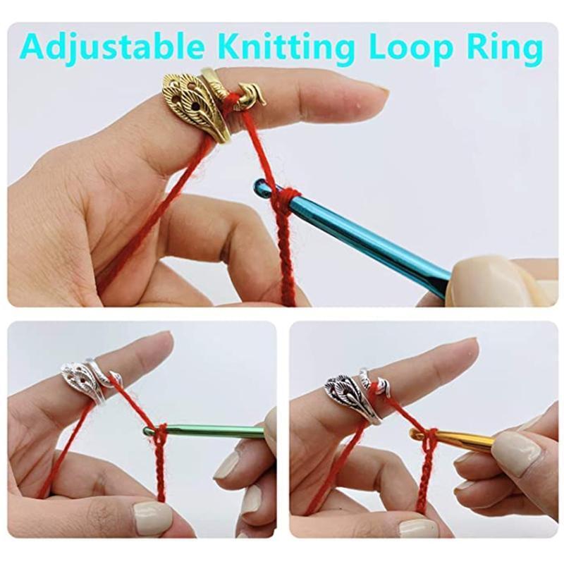 10 Pieces Adjustable Knitting Loop Ring Crochet Loop Thimble Knitting Accessorie