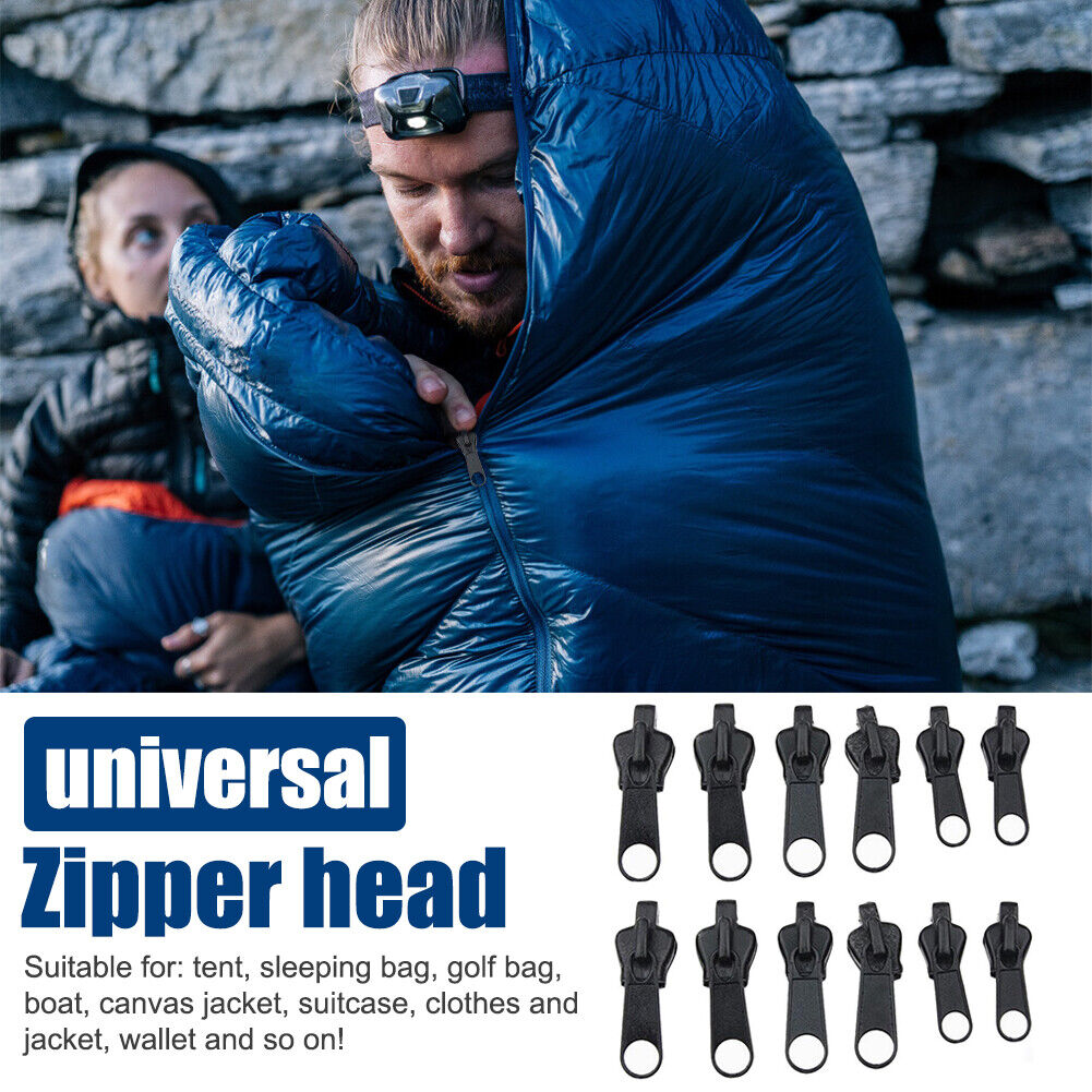 12pcs Zipper Slider for Tent Clothes Sleeping Bag Zip Replacement (Black)