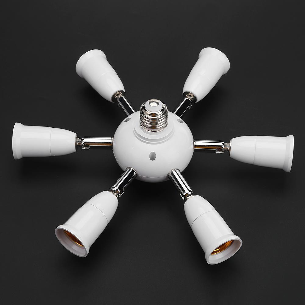Adjustable E27 Splitter 7 Heads Lamp Base LED Bulb Adapter Holder Socket