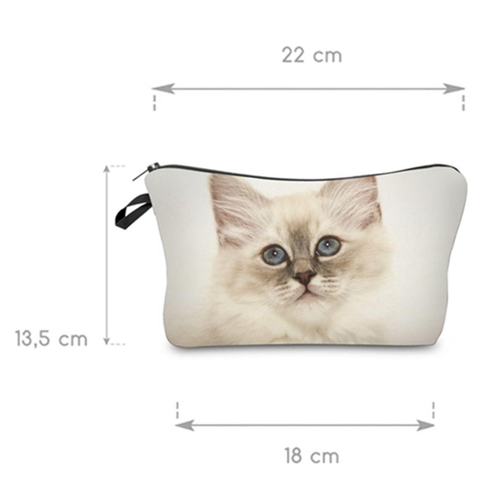 Cute Women Pet Cat Print Clutch Comestic Storage Pouch Makeup Bag Casual (F