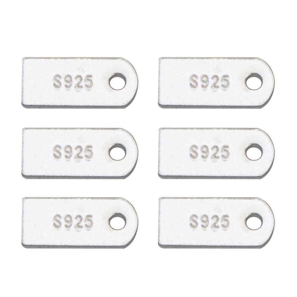 6x 925 Sterling  Stamping Tags Charm Pendants Jewelry Supplies 80x30mm