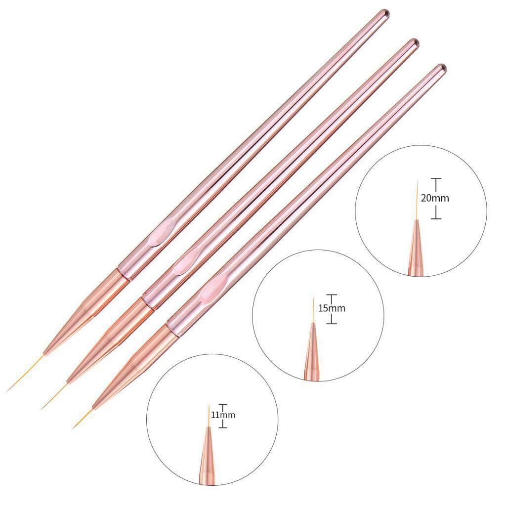 3x Detailing Liner Brushes Pattern Flower Drawing Striping Art  Set