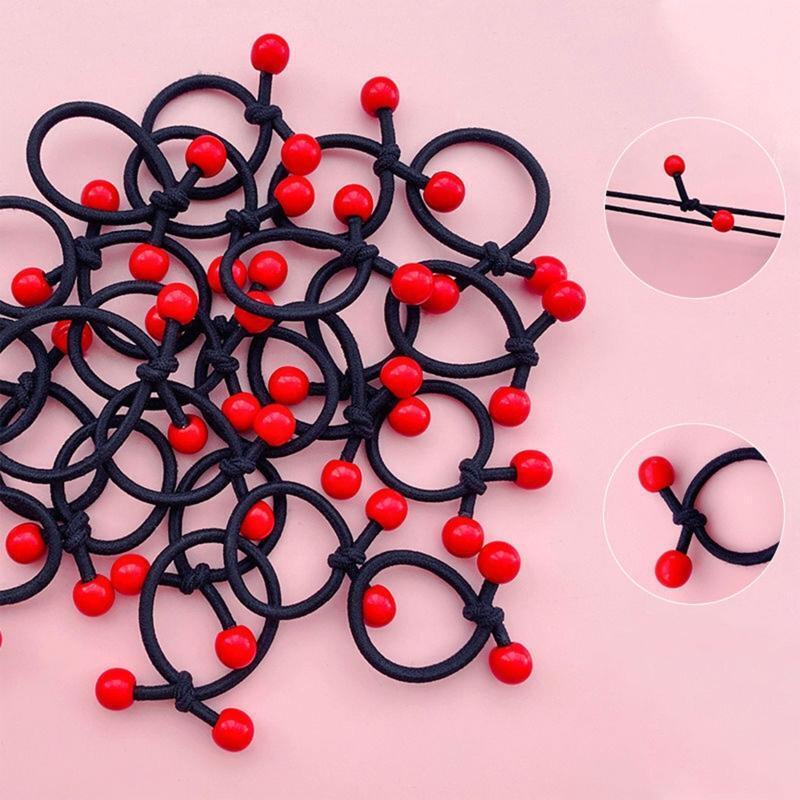 Red Bean Ponytail Holders Hair Rope Fashion Hair Ties for Thick or Thin Hair
