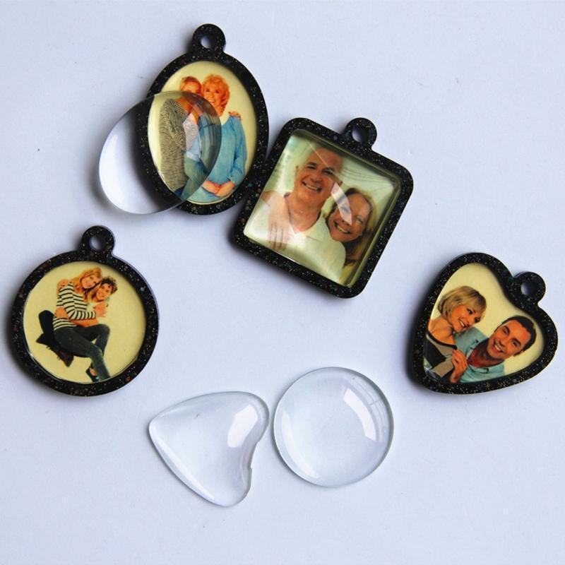 Silicone Pendant Tray Glass Cabochon Set for Photo Necklace Jewelry Making DIY
