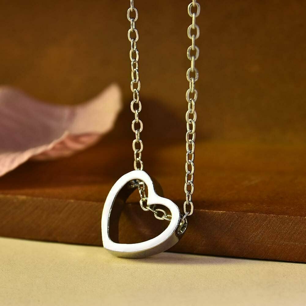 Gift Choker Jewelry LOVE Heart Pendant Charm Necklace Stainless Steel Chain