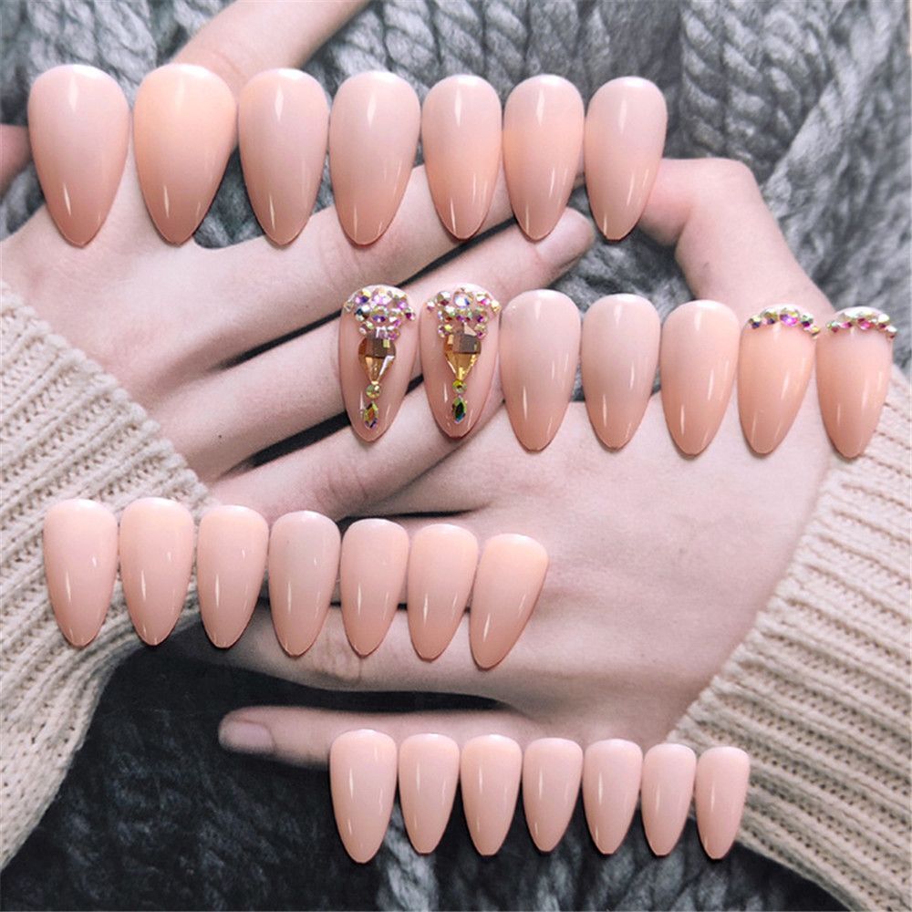 Jelly Gum Nail Art Beauty Ballet Nail Tip False Nails Almond Ombre Ballerina