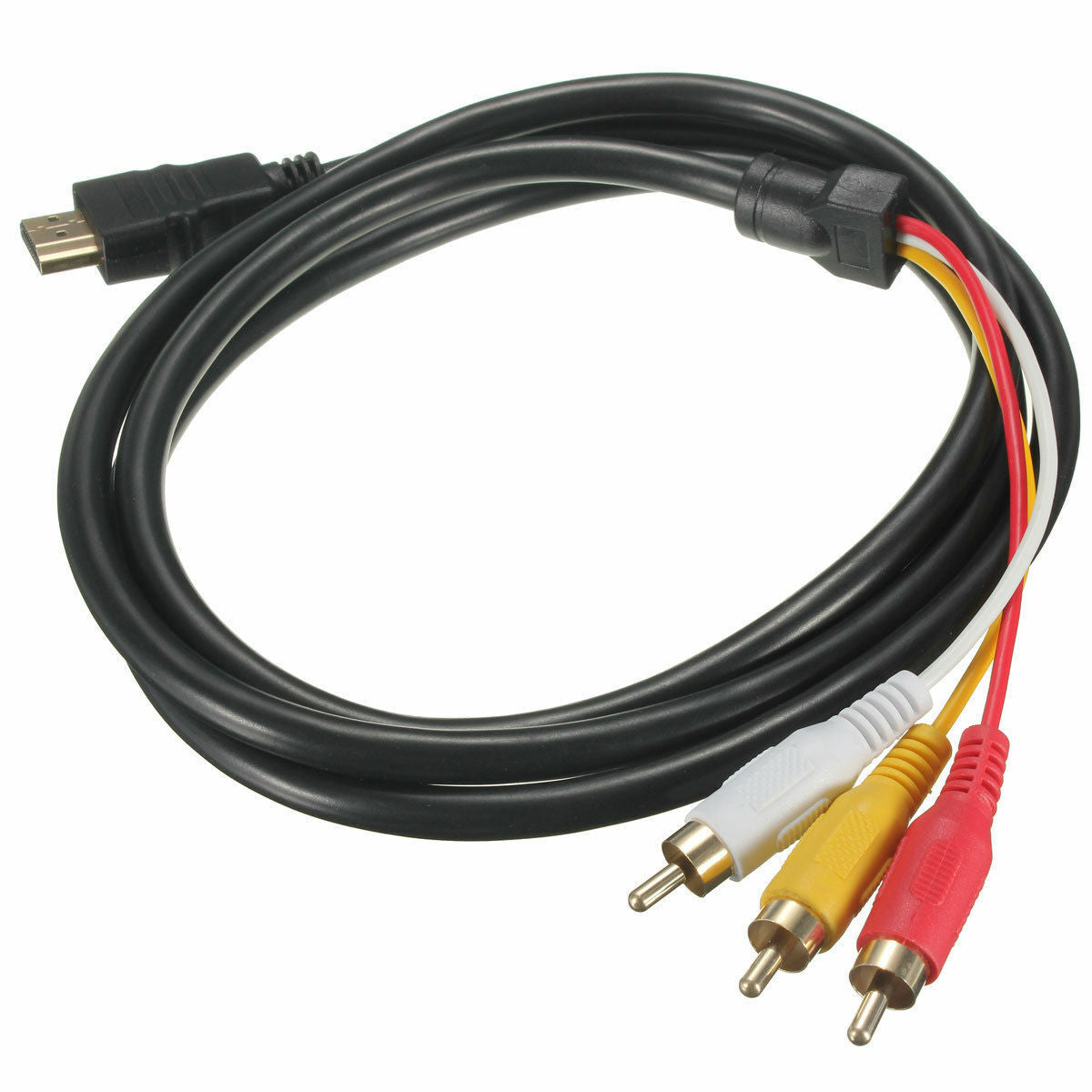 NEW 5 Feet 1080P HDTV HDMI Male to 3 RCA Audio Video AV Cable Cord Adapter