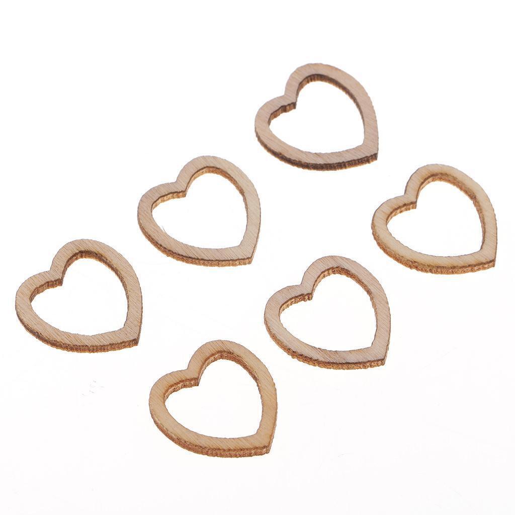 250 Pieces Natural Wooden Heart Slices Craft Wood Embellishments Decorations
