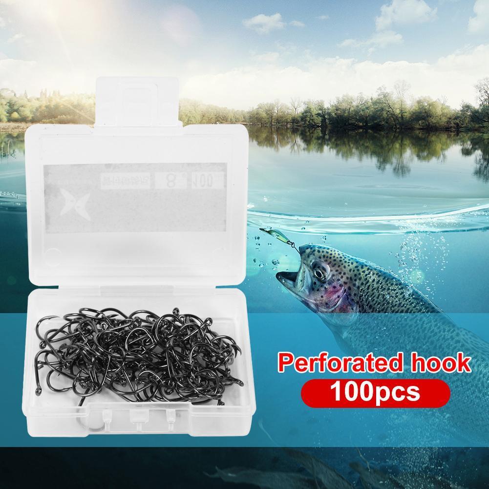 100pcs/box High Carbon Steel Fishhooks Barbed Hooks High Efficiency (8)