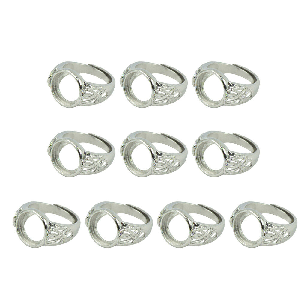 10Pieces Empty Ring Blanks Settings Round Bezel Jewelry Making Findings