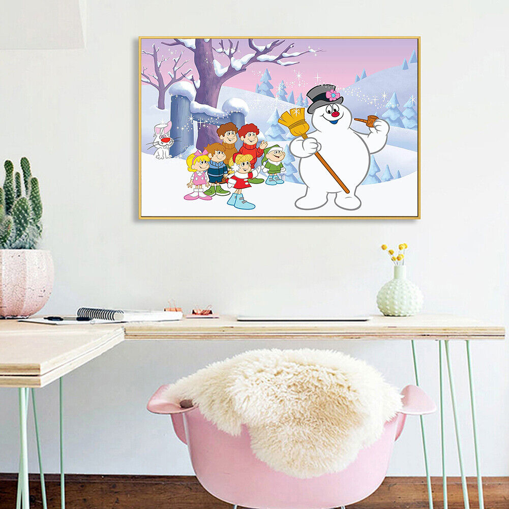 Full Diamond 5D Round Drill Picture Kit Painting Snowman and Friends DIY