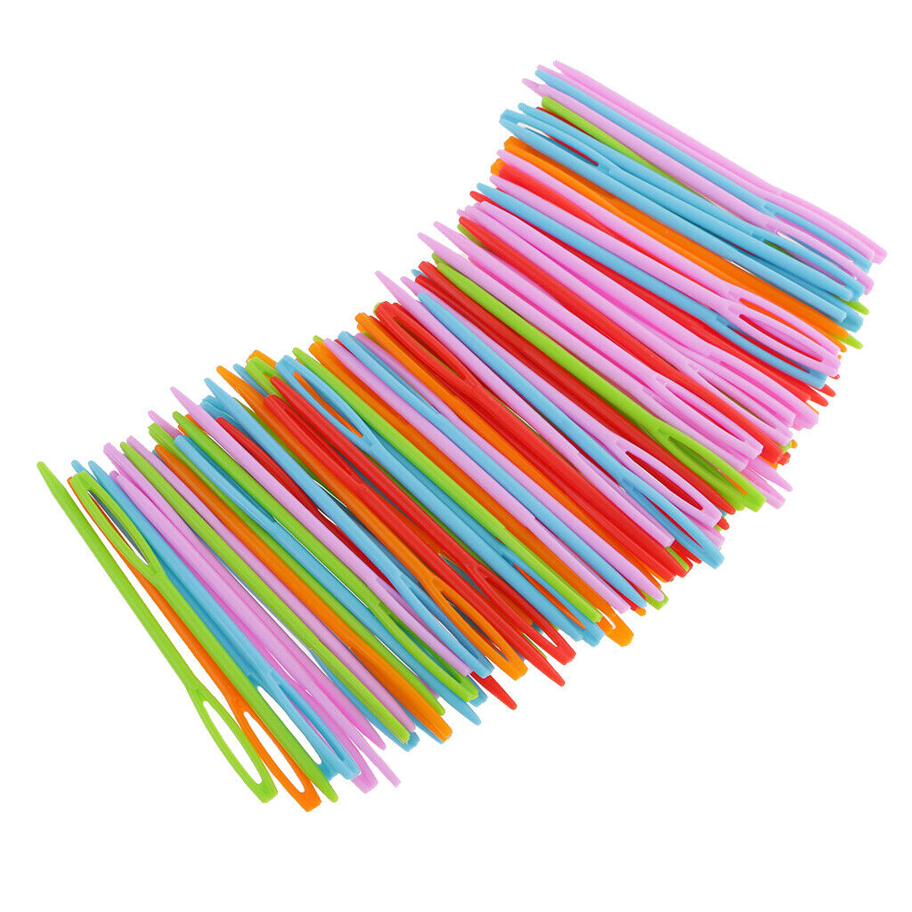 100pcs Plastic Sewing Needles for Kid Wool Cross Stitch Knitting Crochet 7cm